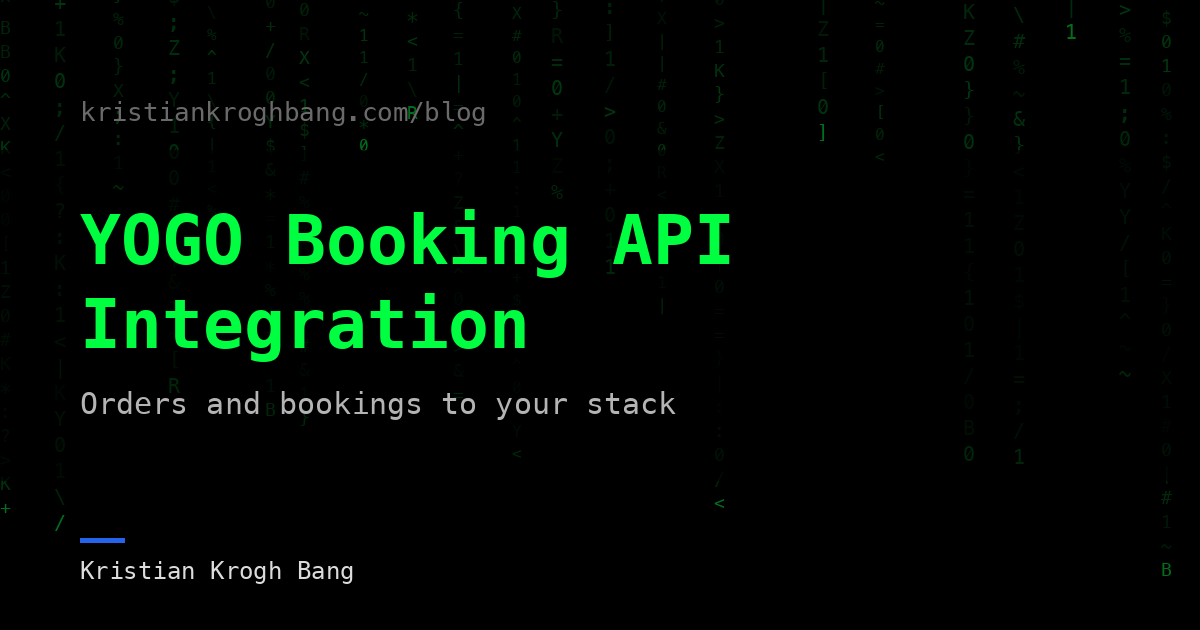 Matrix-style cover: YOGO Booking API Integration